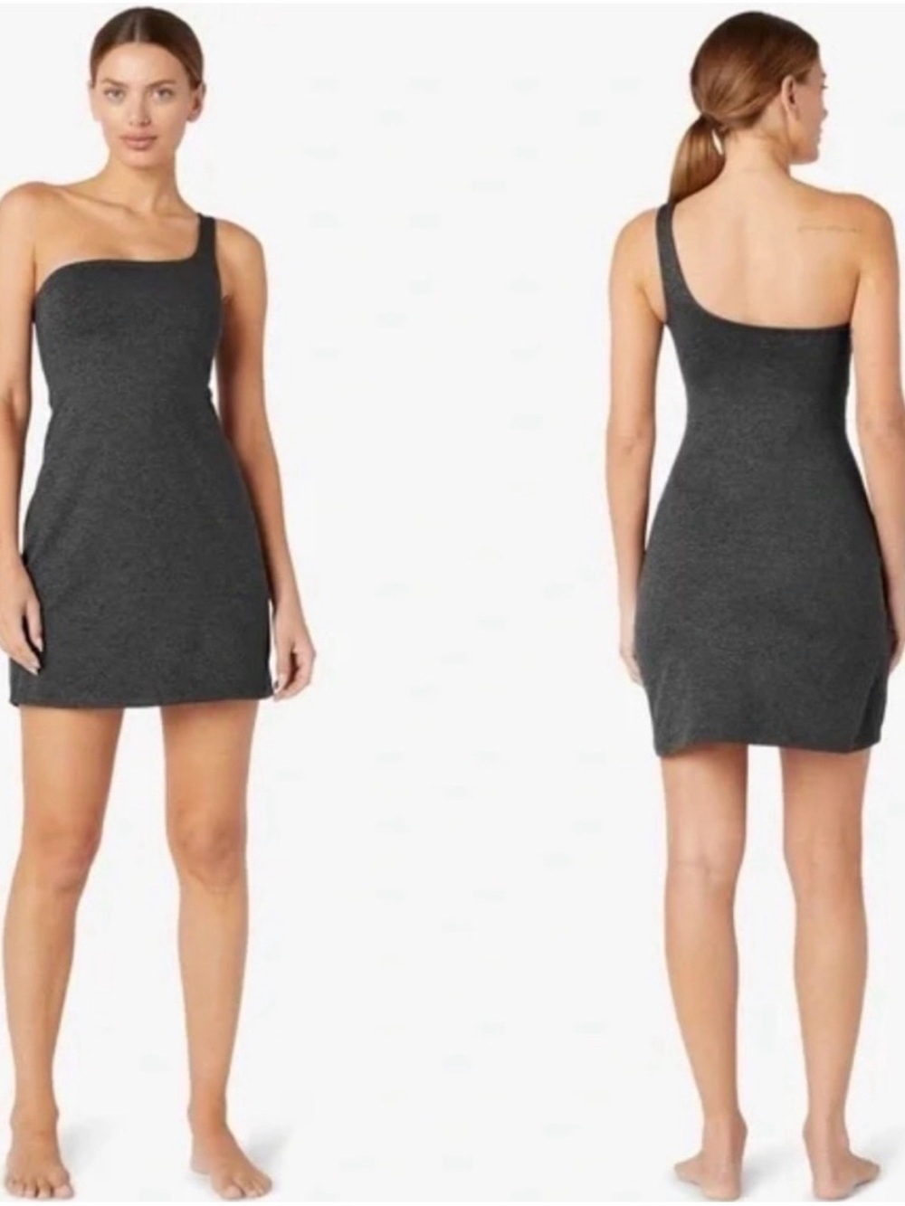 Beyond Yoga Spacedye One & Only One Shoulder Tennis Active black Dress $99